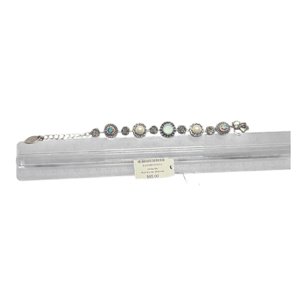 Silver Pearl and Crystal Artisan Bracelet - Picture 3 of 4